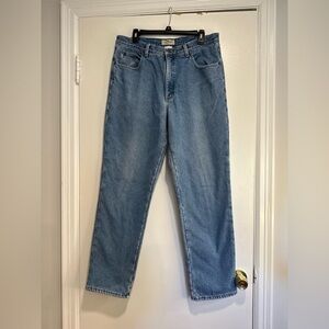 VTG L.L Bean Classic Fit Men's Green Fleece Lined Jeans Sz 35 x 32.